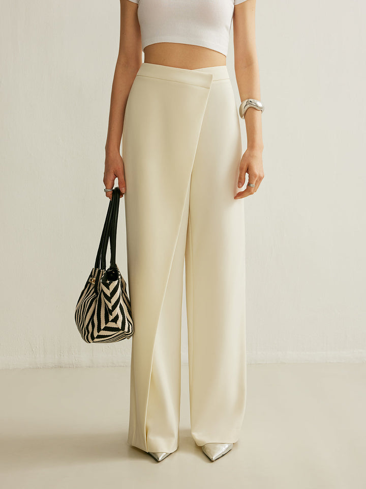 Luna | Women's High Waist Wide Leg Trousers Asymmetric Wrap Pants
