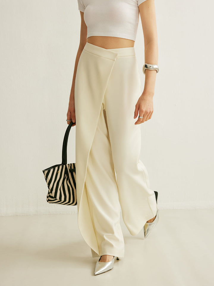 Luna | Women's High Waist Wide Leg Trousers Asymmetric Wrap Pants