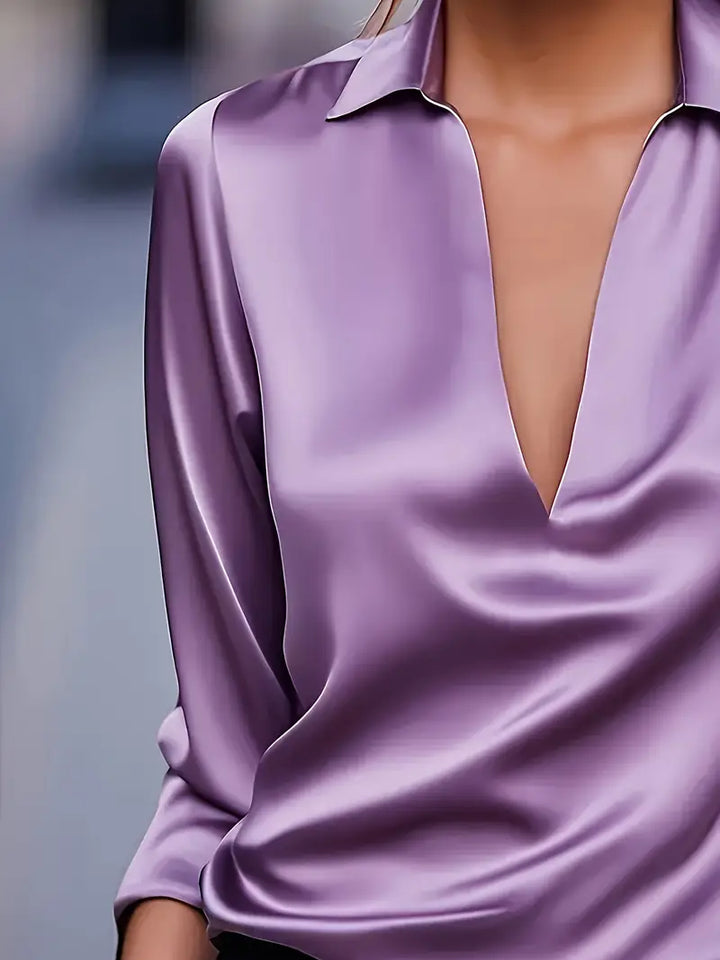 Eva™ | Premium V-Neck Satin Blouse
