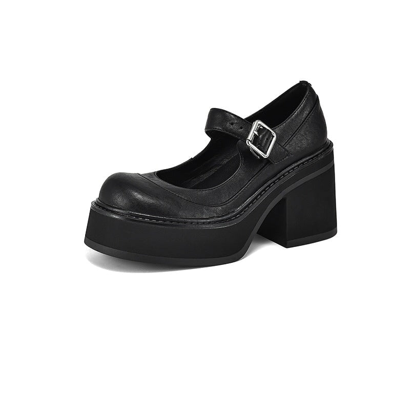 Verena - Stylish Leather Mary Janes Chunky Platform Shoes