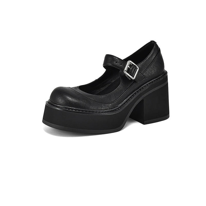 Verena - Stylish Leather Mary Janes Chunky Platform Shoes