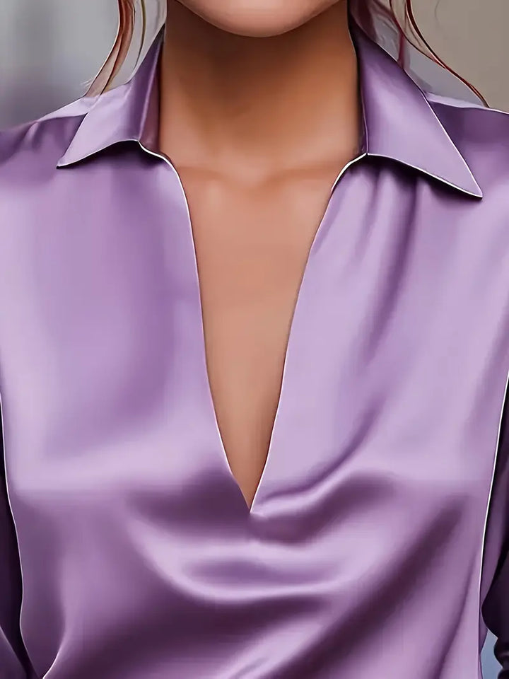 Eva™ | Premium V-Neck Satin Blouse