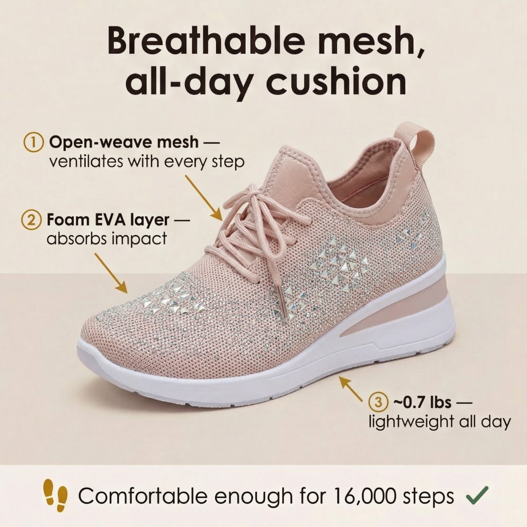 Stellara™ – Rhinestone Wedge Sneakers for Women