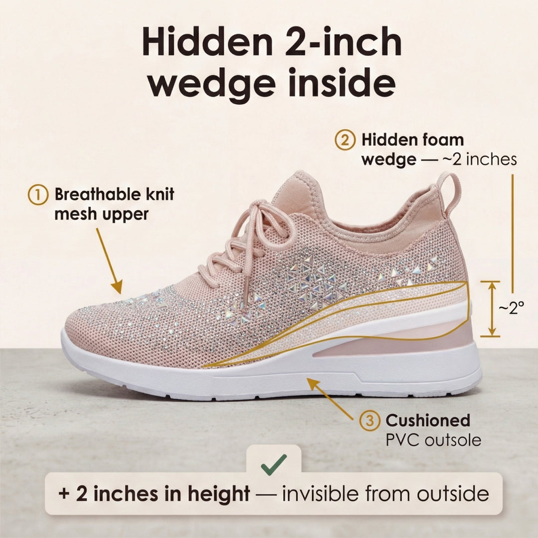 Stellara™ – Rhinestone Wedge Sneakers for Women