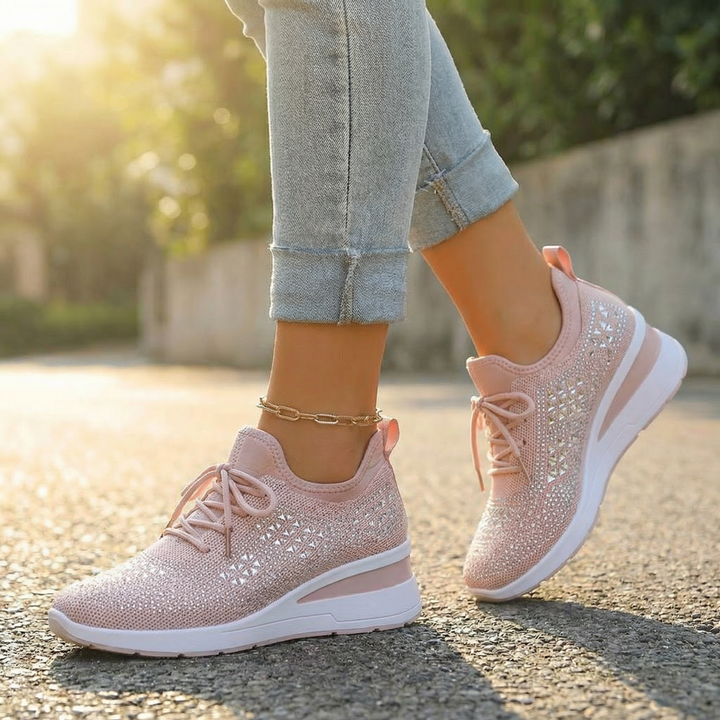 Stellara™ – Rhinestone Wedge Sneakers for Women