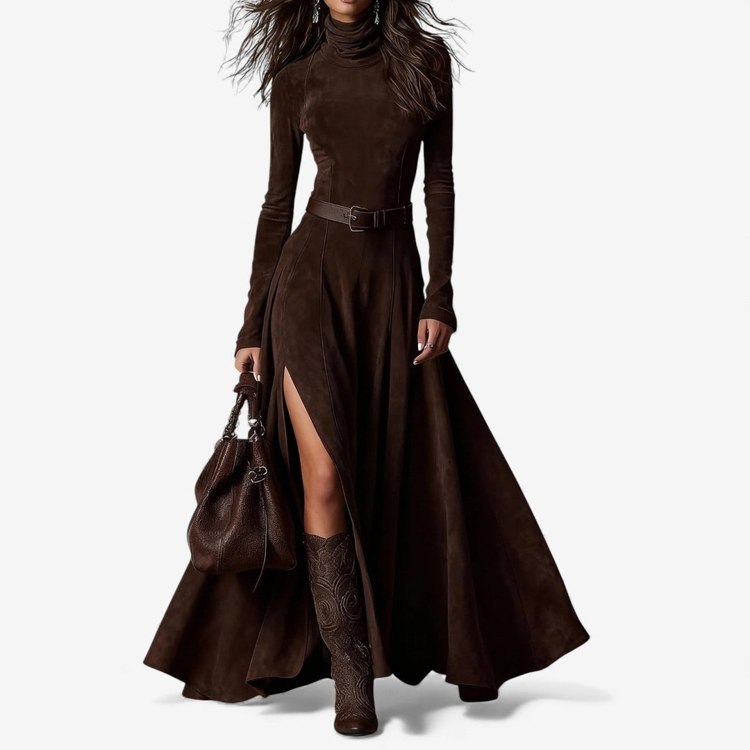 AURORA – ELEGANT MAXI DRESS WITH HIGH NECK