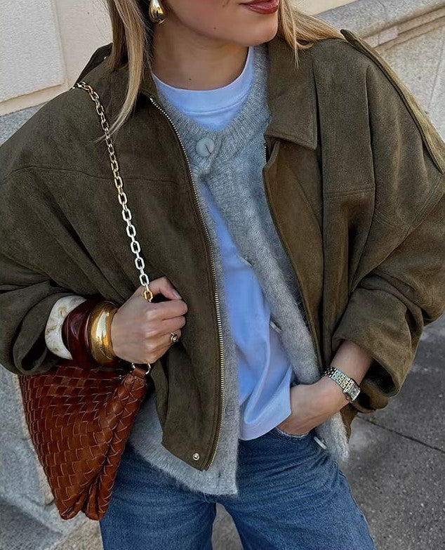 Noraly™ | Suede Bomber Jacket