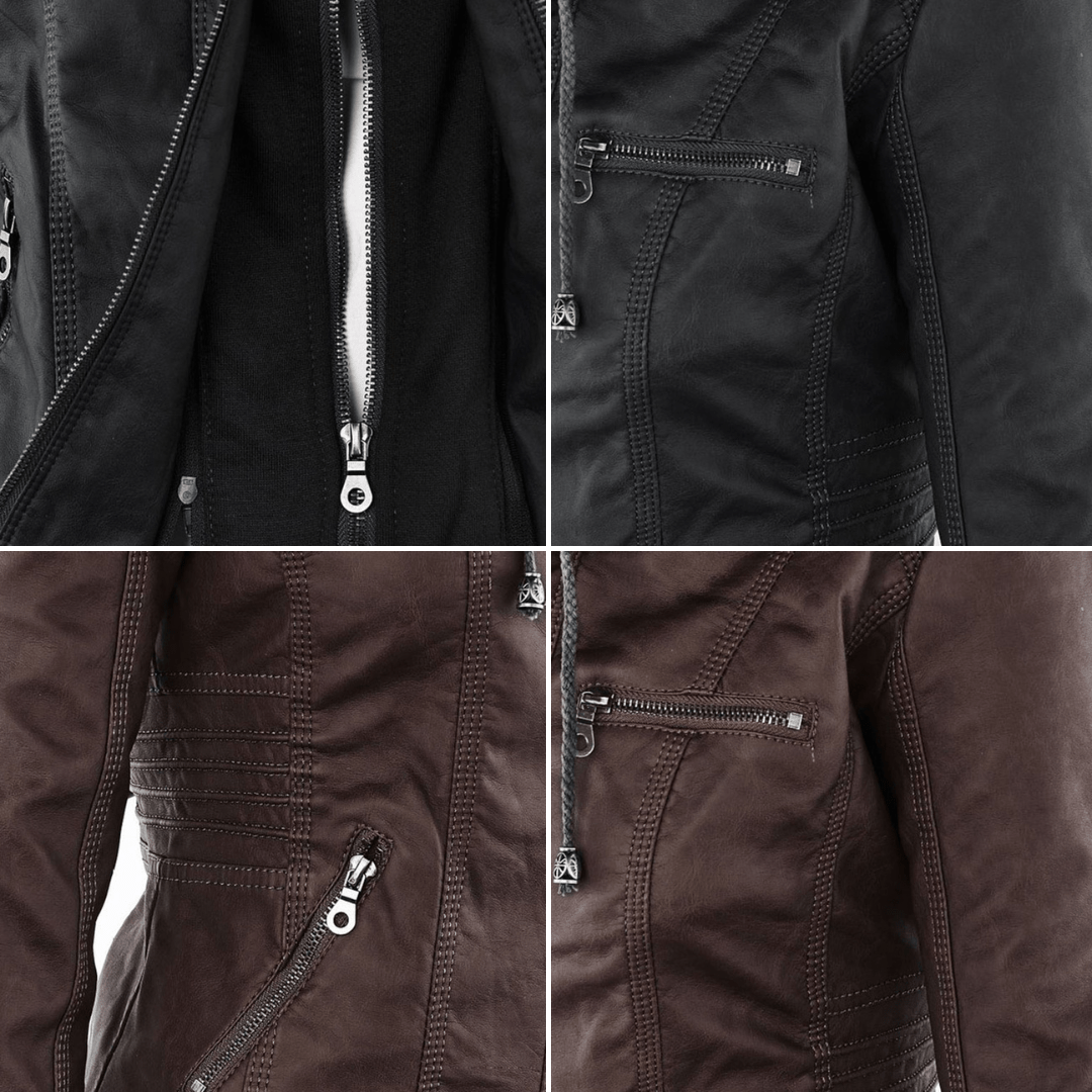 Eileen | Women's Hooded Slim Fit Biker Jacket