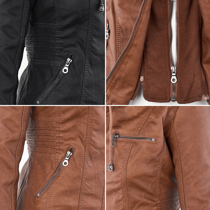 Eileen | Women's Hooded Slim Fit Biker Jacket