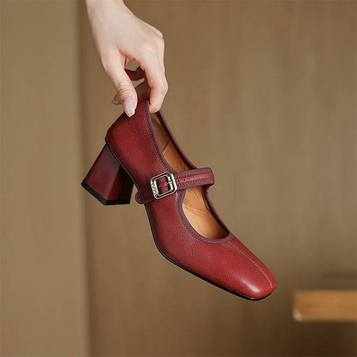 Saffron - Trendy French Style Chunky Heel Shoes