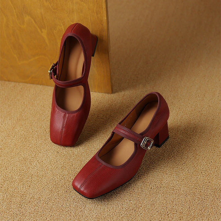 Saffron - Trendy French Style Chunky Heel Shoes