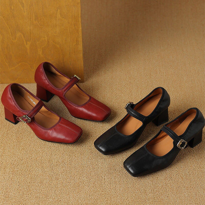 Saffron - Trendy French Style Chunky Heel Shoes