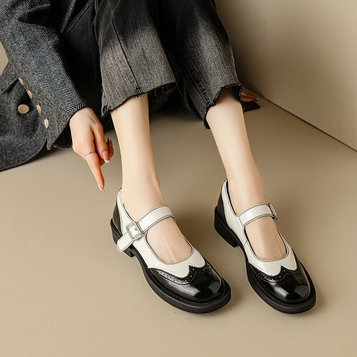 Ophelia - Top Layer Washed Cowhide Mary Jane Flats