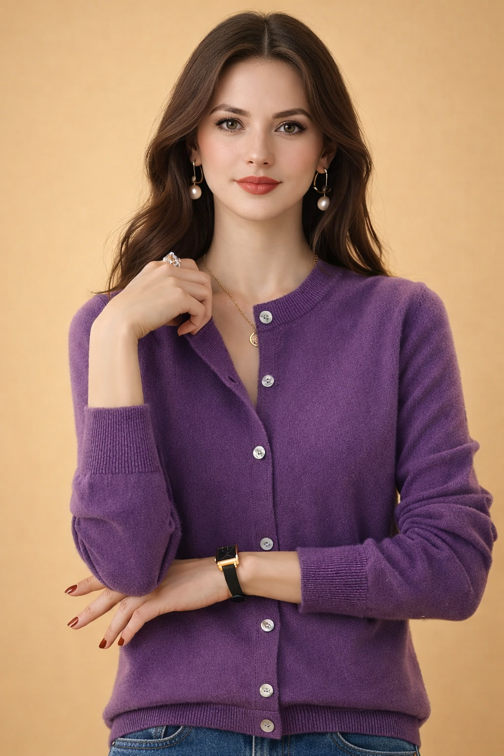 Ewa | Classic round neck cardigan