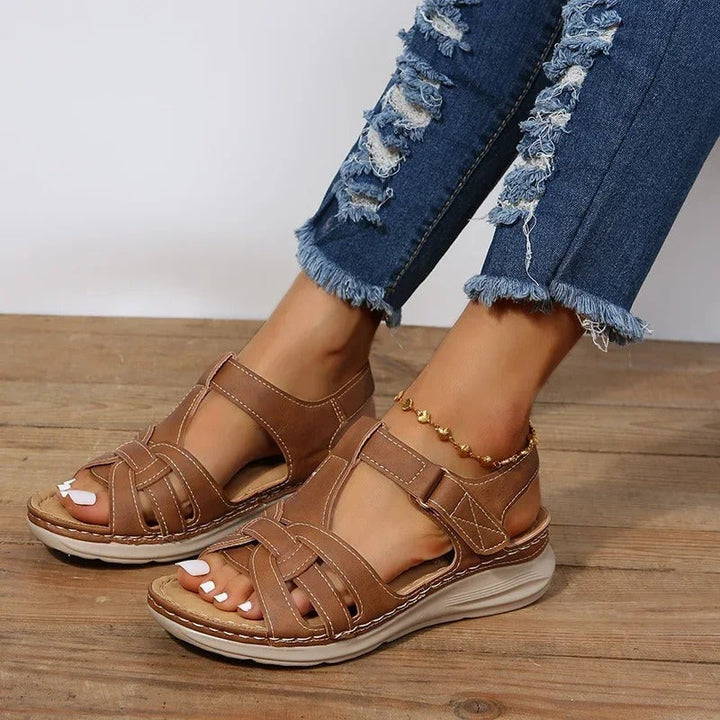 Women's Cutout Sandals – Open Toe Hook Loop Casual Walking