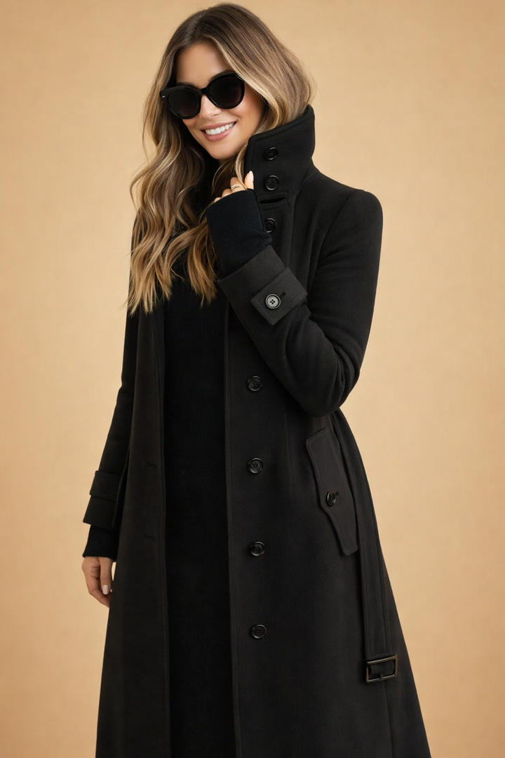 Amelia | Double-breasted coat with a high stand-up collar