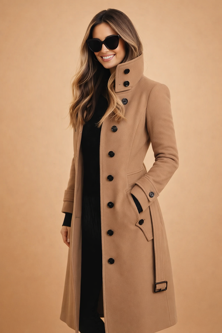 Amelia | Double-breasted coat with a high stand-up collar